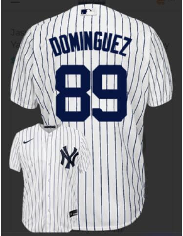 2023 Men New York Yankees 89 Dominguez White Customized MLB Jerseys